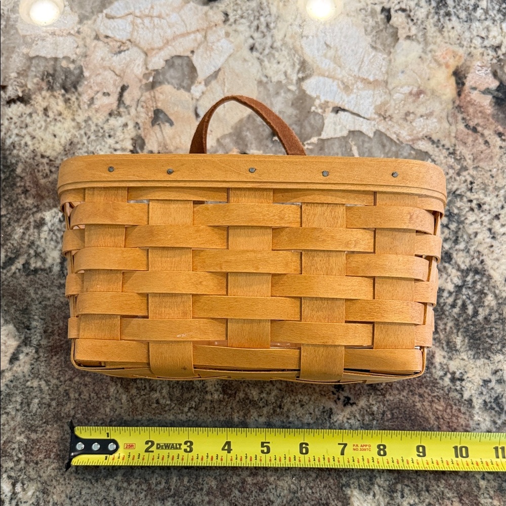 Longaberger Tan Woven Basket Handbag with Top Handle